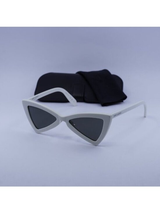 Saint Laurent SL207 JERRY 007 Sunglasses White Cat Eye Frame, Grey Lenses main image 5
